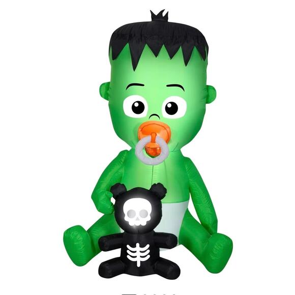 Target Gemmy Animated Airblown Inflatable Nom Nom Baby w/Pacifier, 66”Tall Green - Picture 2 of 5